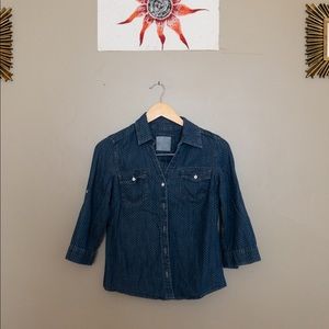 SONOMA NWOT polka dot jean button down shirt